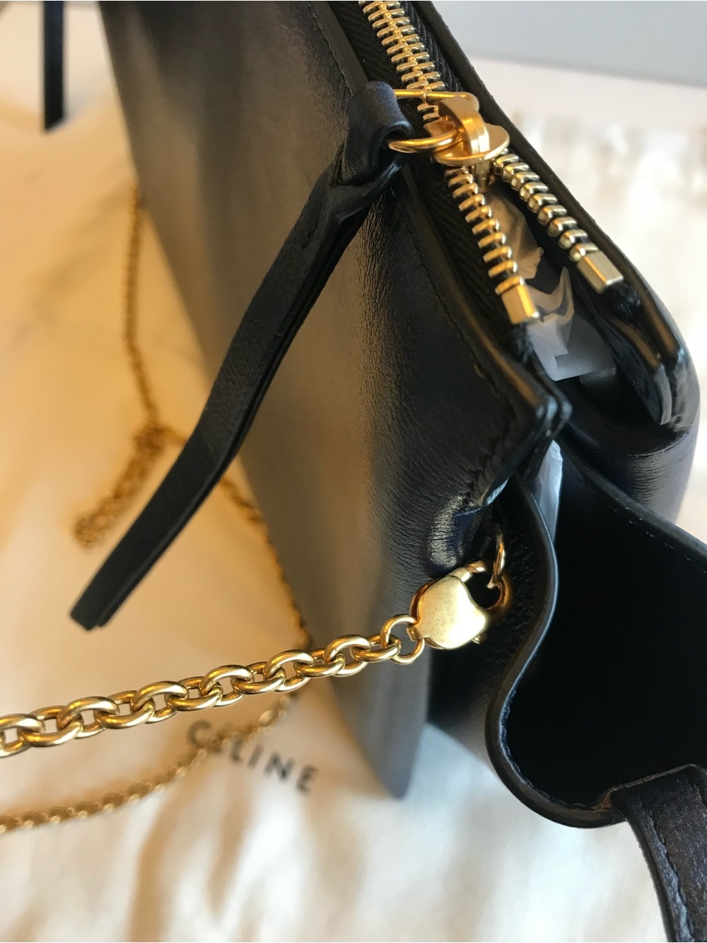 Celine Navy and Gold Chain Crossbody Bag